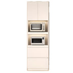 White Wooden Credenza with Drawers and Cabinets