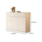 White Wooden Credenza with Drawers and Cabinets