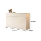 White Wooden Credenza with Drawers and Cabinets