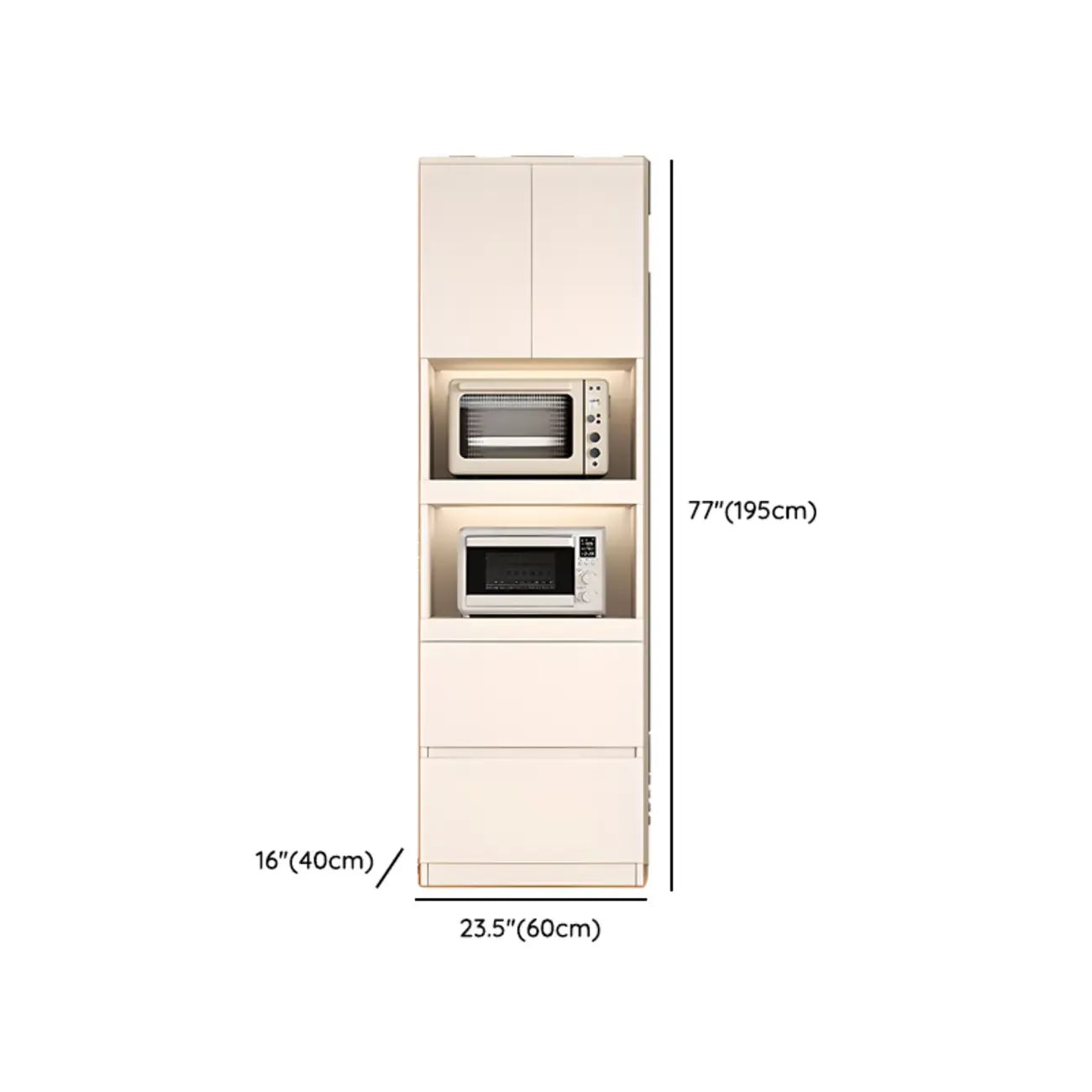 White Wooden Credenza with Drawers and Cabinets