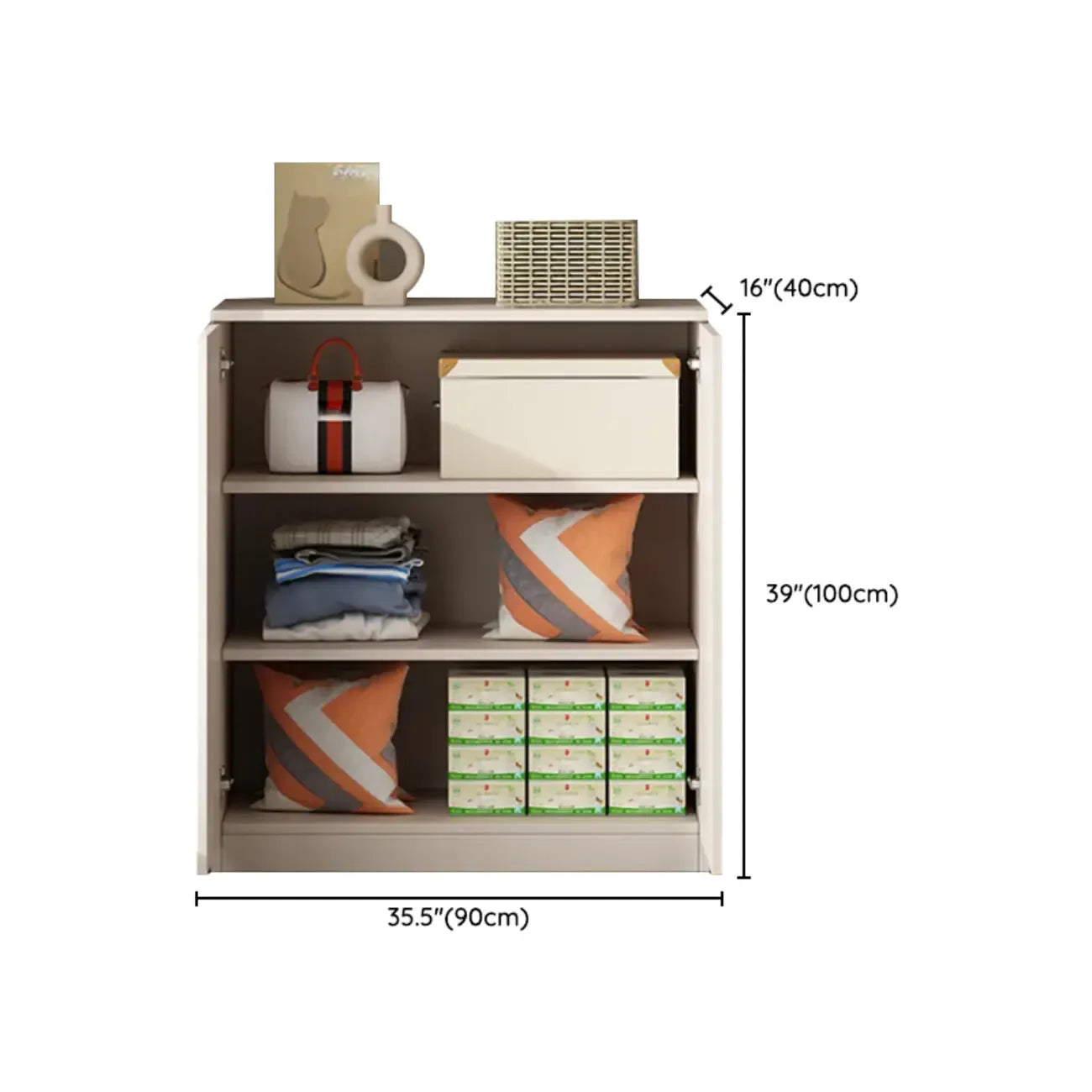 Modern Space-saving Accent Cabinet with Exterior Shelf