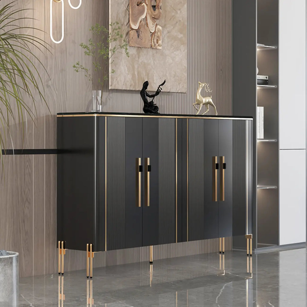 Glam Dark Gray Wooden Cabinet with Free Standing Design