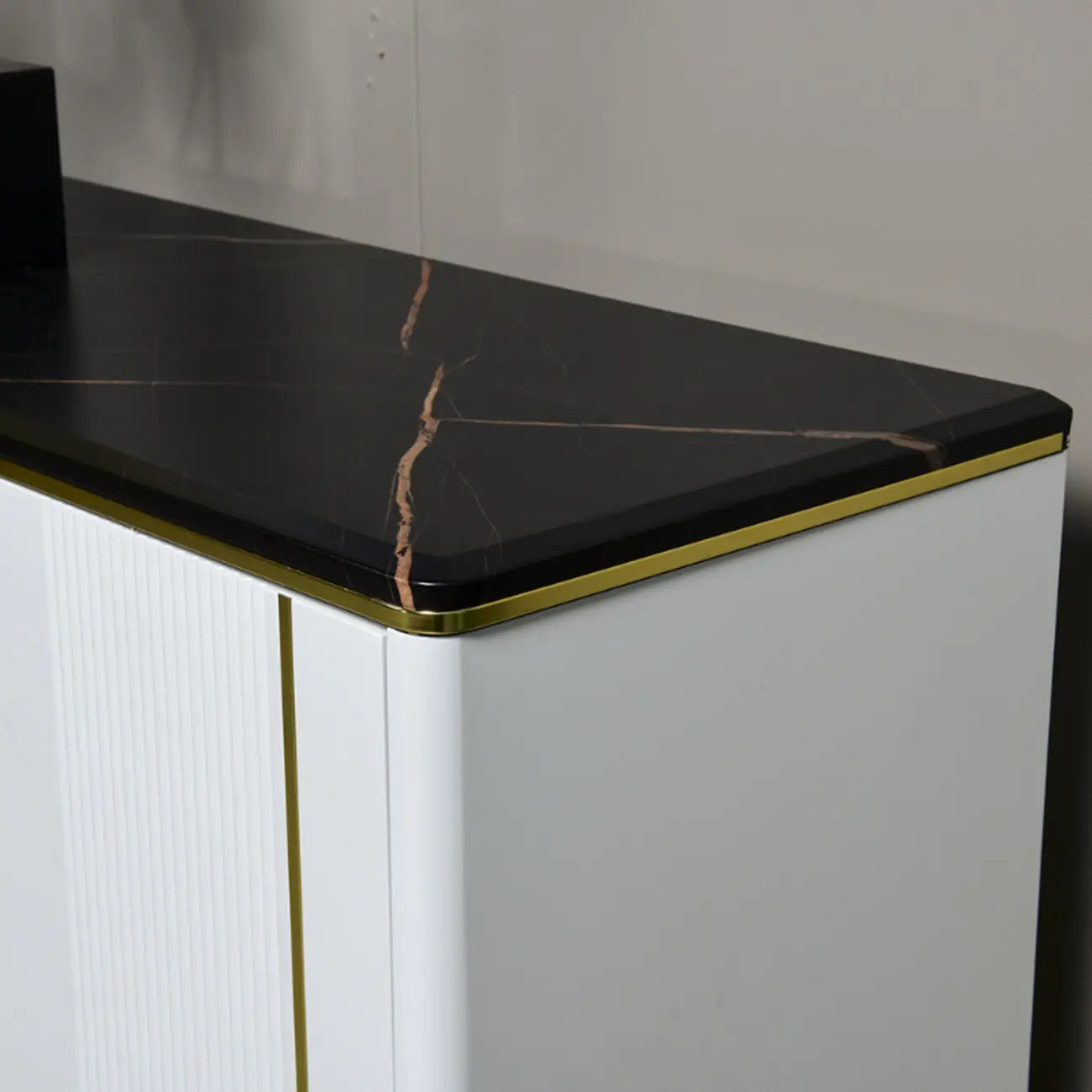 Glam Dark Gray Wooden Cabinet with Free Standing Design