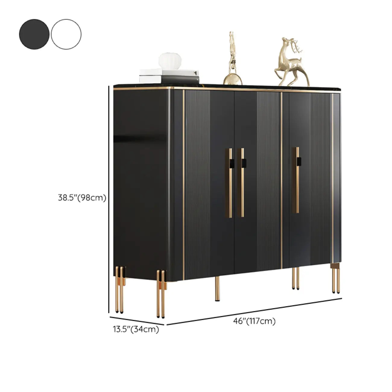 Glam Dark Gray Wooden Cabinet with Free Standing Design