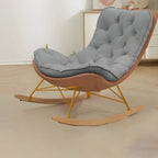Oversized Modern Tufted Rocking Chair in Orange/White