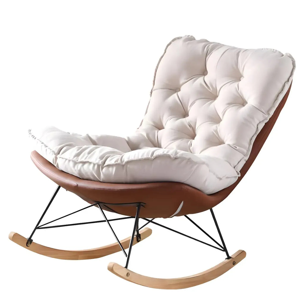 Oversized Modern Tufted Rocking Chair in Orange/White