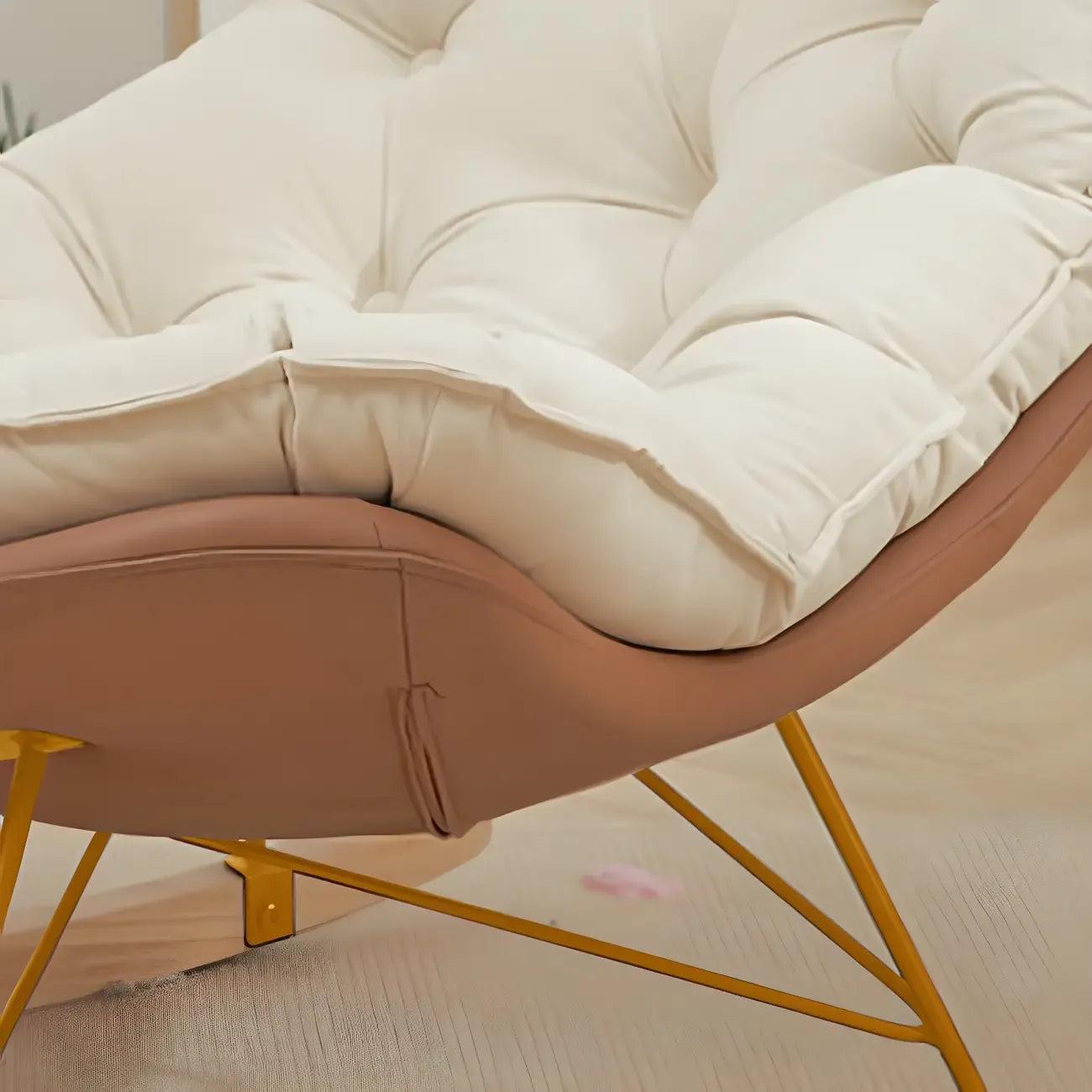 Oversized Modern Tufted Rocking Chair in Orange/White