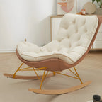 Oversized Modern Tufted Rocking Chair in Orange/White