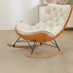 Oversized Modern Tufted Rocking Chair in Orange/White