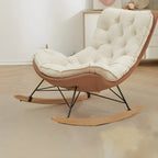 Oversized Modern Tufted Rocking Chair in Orange/White