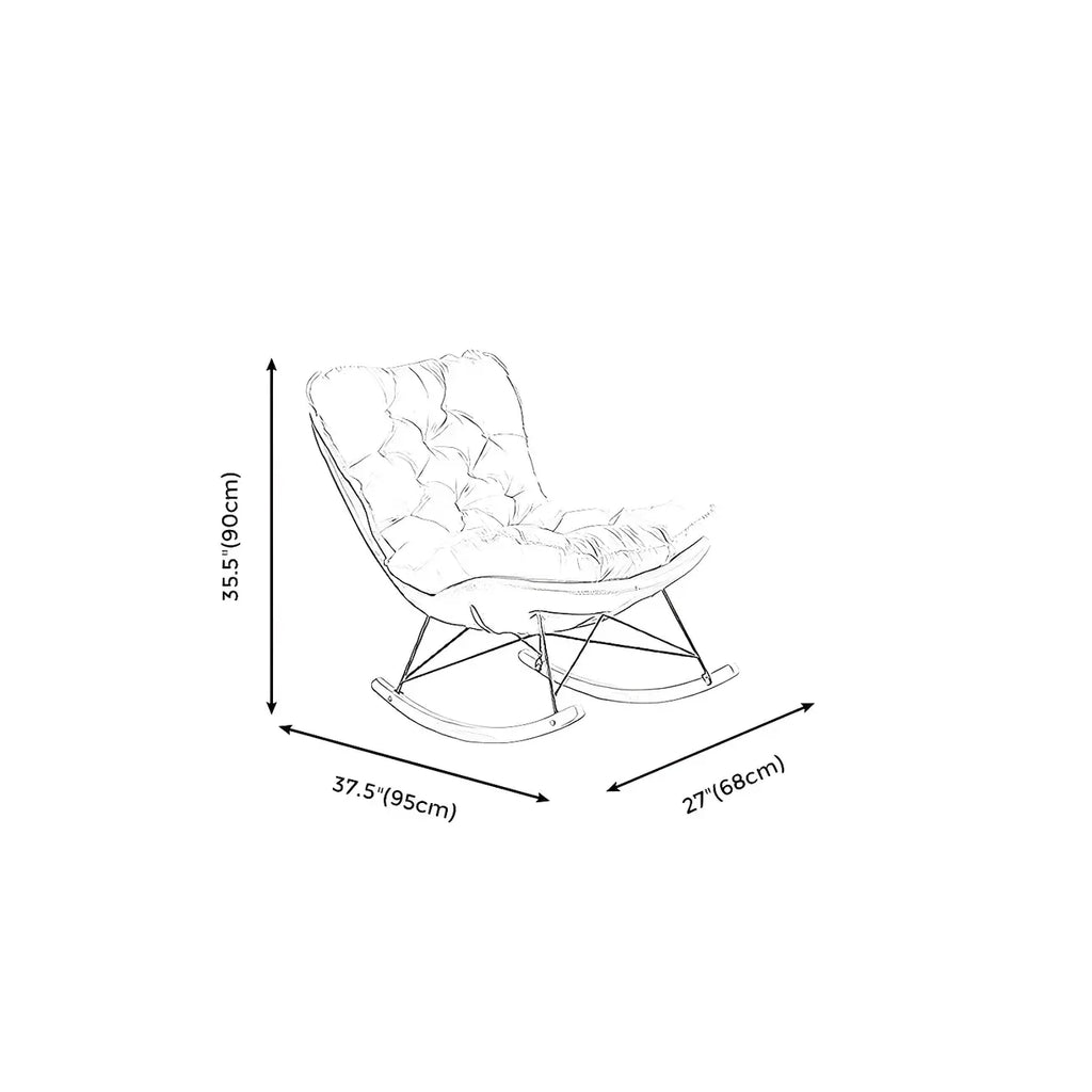 Oversized Modern Tufted Rocking Chair in Orange/White