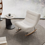 Ergonomic Wooden Upholstered Rocking Chair for Living Room
