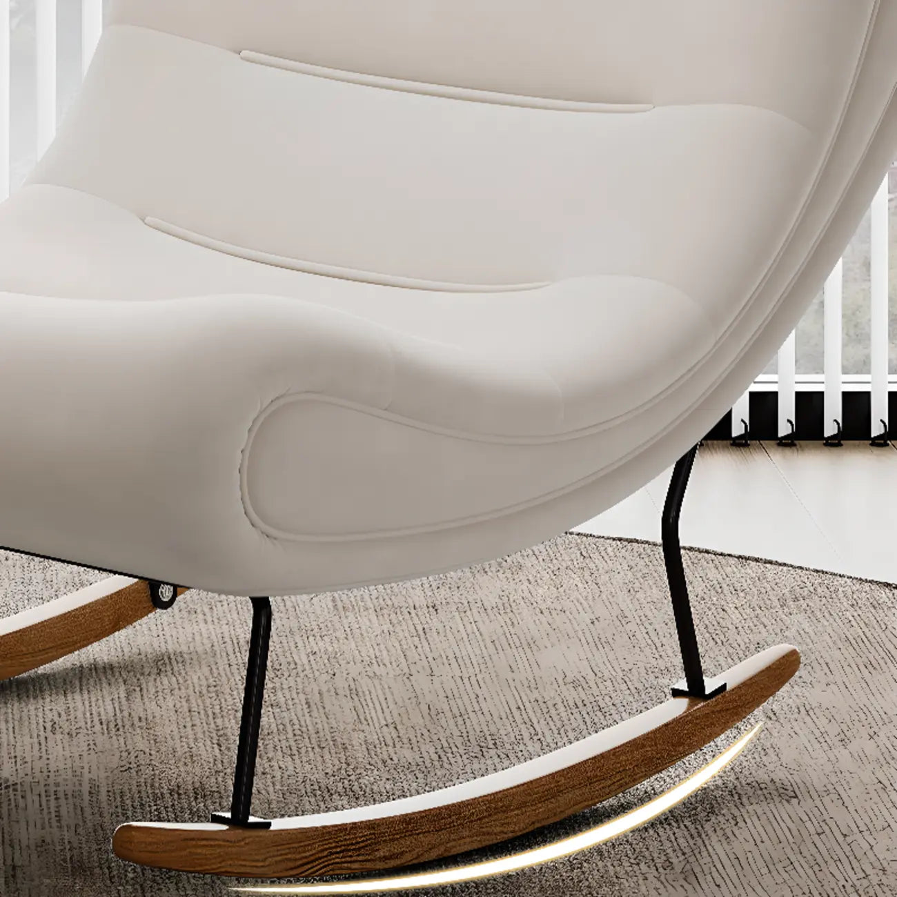 Ergonomic Wooden Upholstered Rocking Chair for Living Room