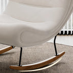 Ergonomic Wooden Upholstered Rocking Chair for Living Room