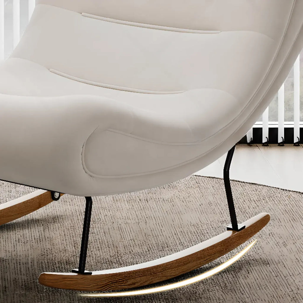 Ergonomic Wooden Upholstered Rocking Chair for Living Room