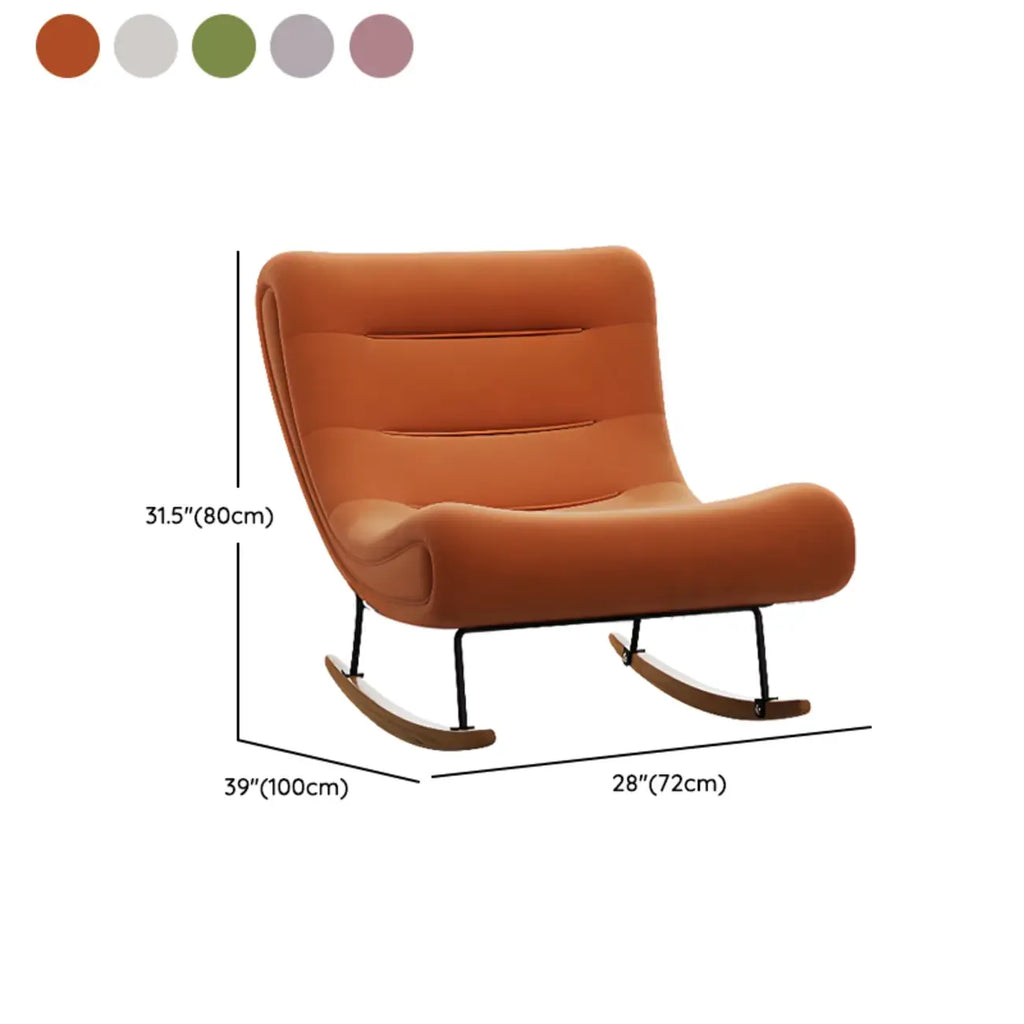 Ergonomic Wooden Upholstered Rocking Chair for Living Room