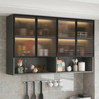 Kitchen Wood Wall-Mounted Grey Storage China Cabinet