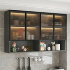 Kitchen Wood Wall-Mounted Grey Storage China Cabinet