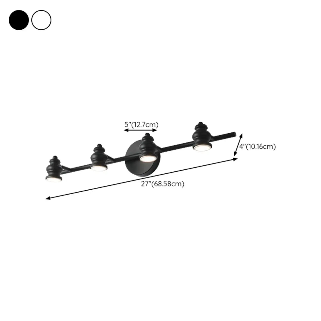 Large 4-Light Straight Metal Bathroom Vanity Lights