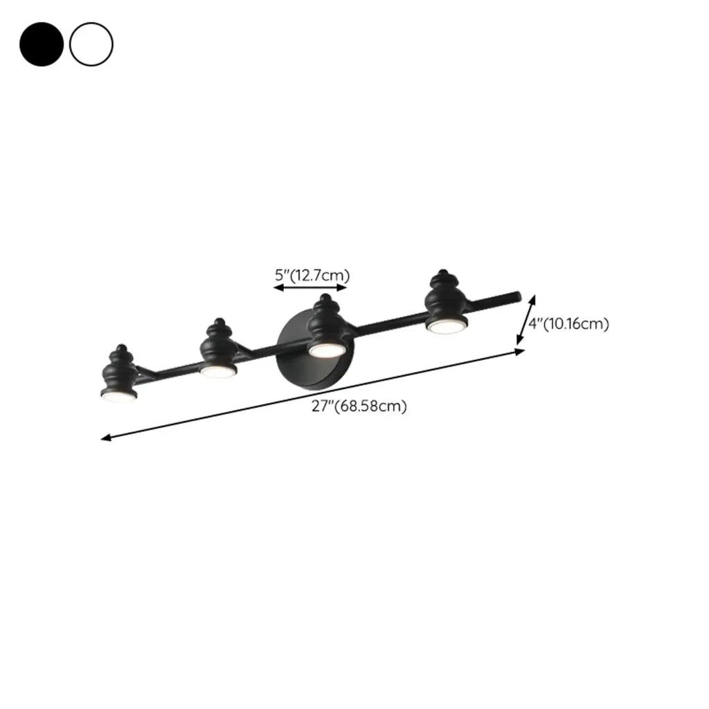 Large 4-Light Straight Metal Bathroom Vanity Lights