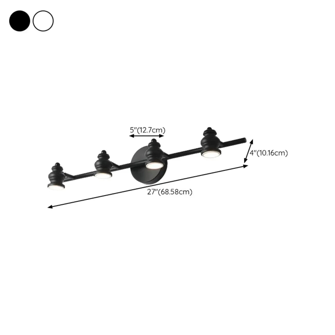 Large 4-Light Straight Metal Bathroom Vanity Lights