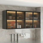 Kitchen Wood Wall-Mounted Grey Storage China Cabinet