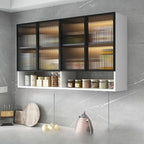 Kitchen Wood Wall-Mounted Grey Storage China Cabinet