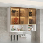 Kitchen Wood Wall-Mounted Grey Storage China Cabinet