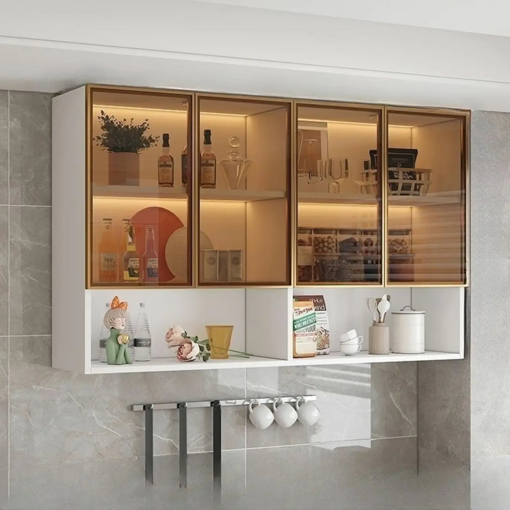 Kitchen Wood Wall-Mounted Grey Storage China Cabinet