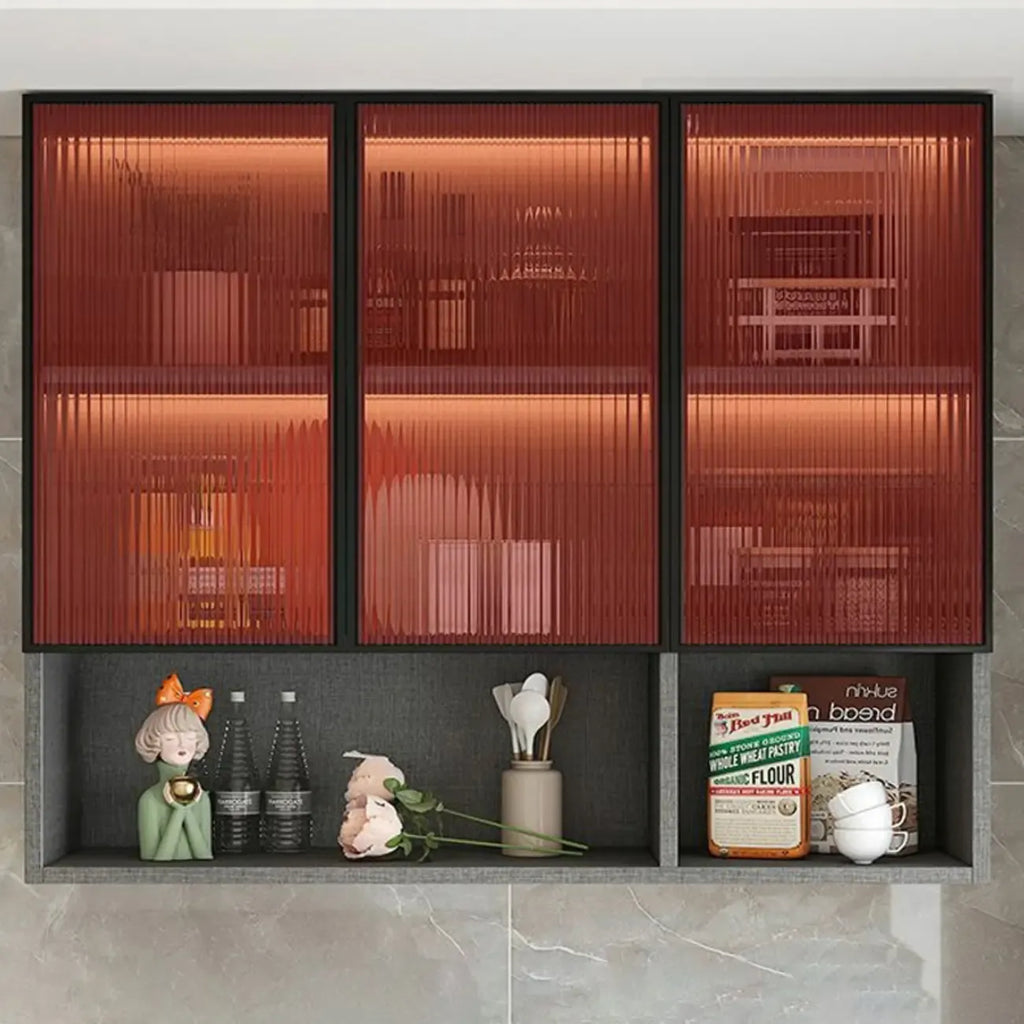 Kitchen Wood Wall-Mounted Grey Storage China Cabinet