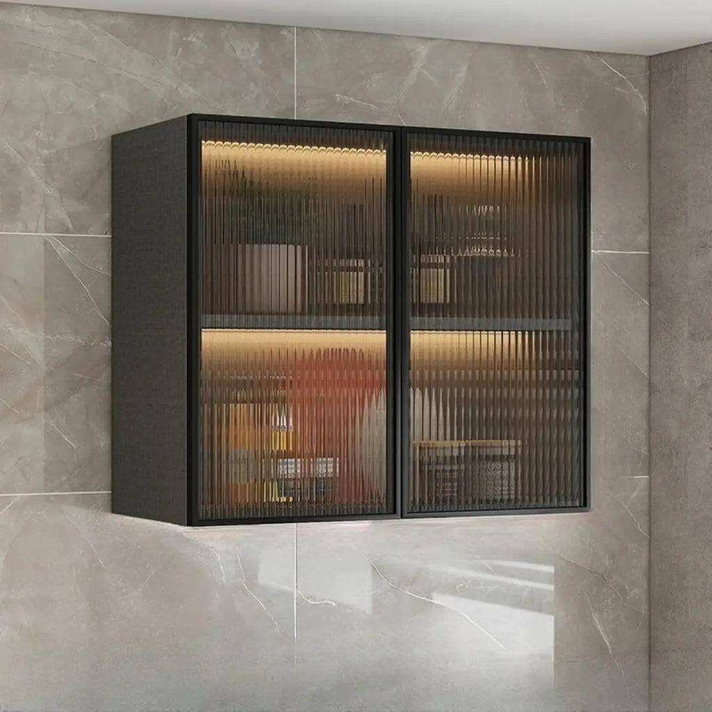 Kitchen Wood Wall-Mounted Grey Storage China Cabinet