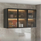 Kitchen Wood Wall-Mounted Grey Storage China Cabinet