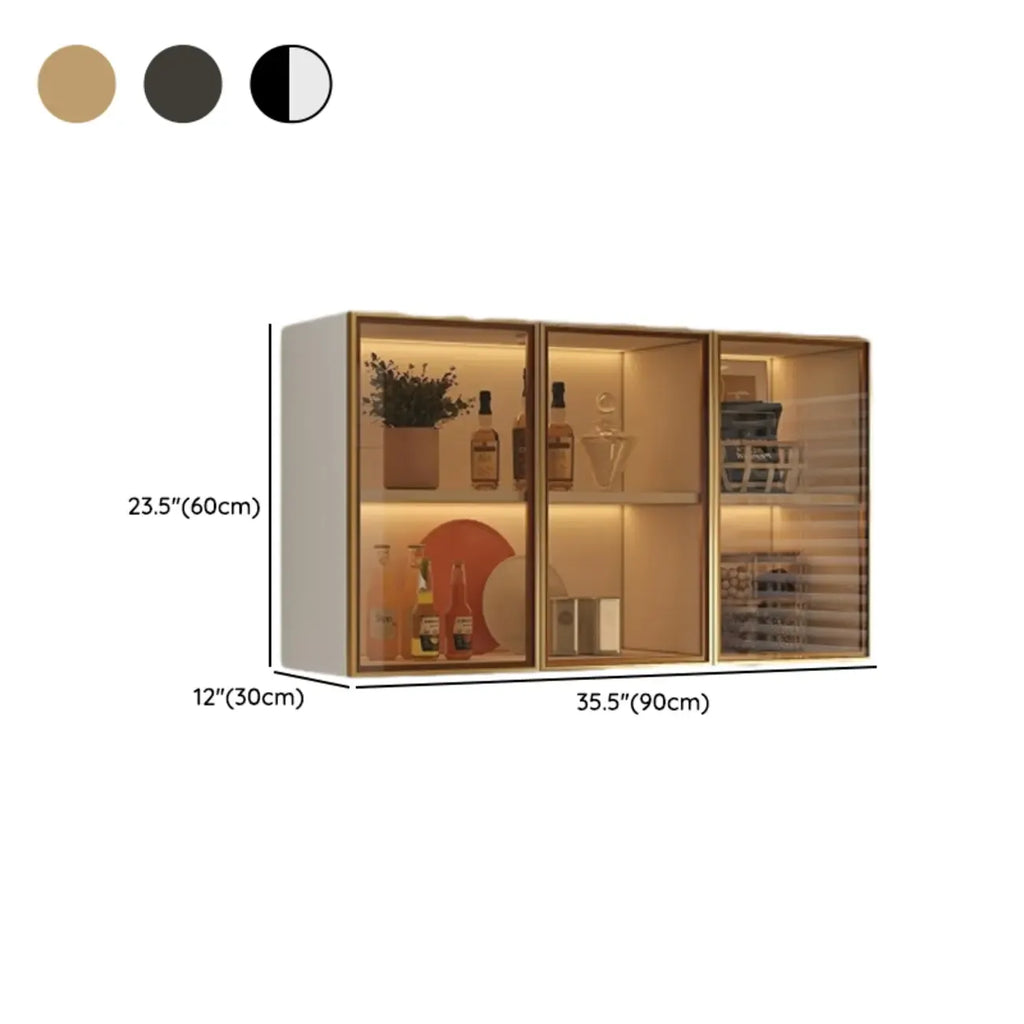 Kitchen Wood Wall-Mounted Grey Storage China Cabinet
