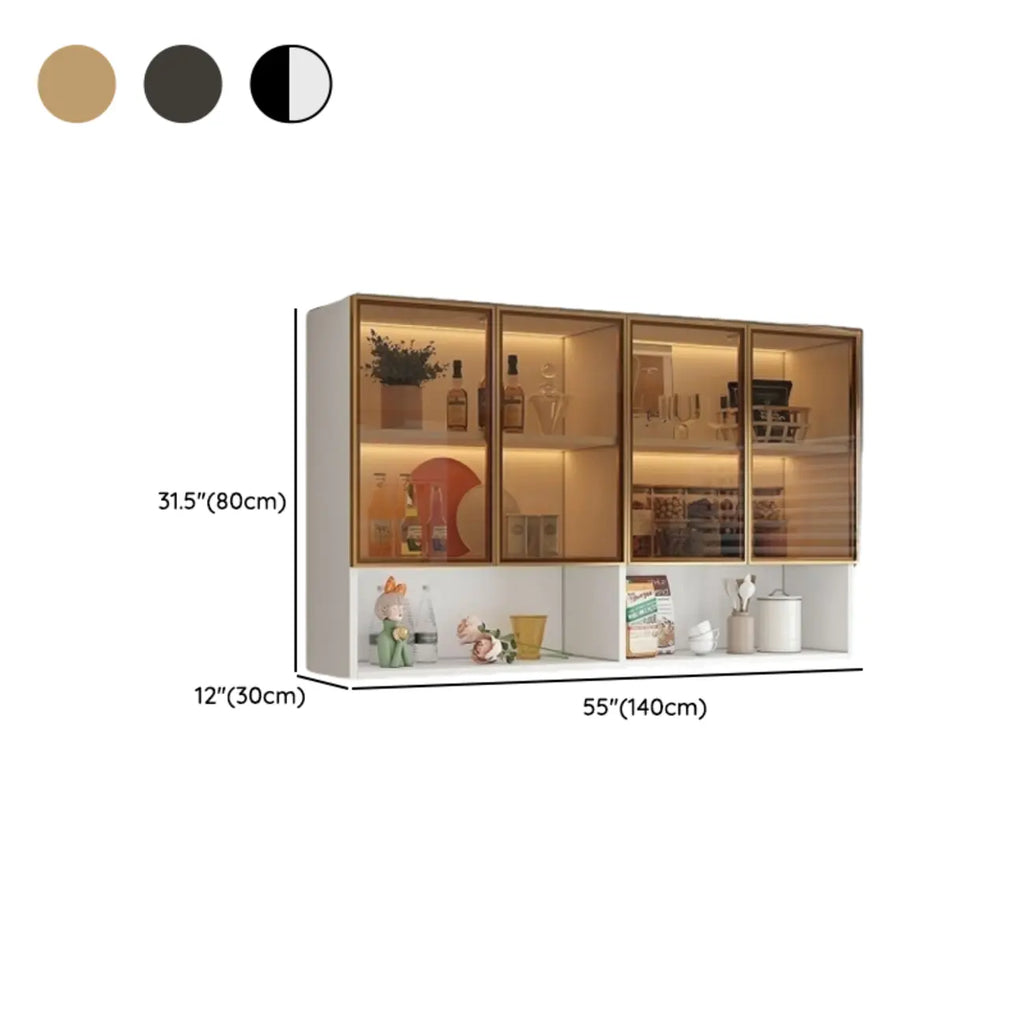 Kitchen Wood Wall-Mounted Grey Storage China Cabinet