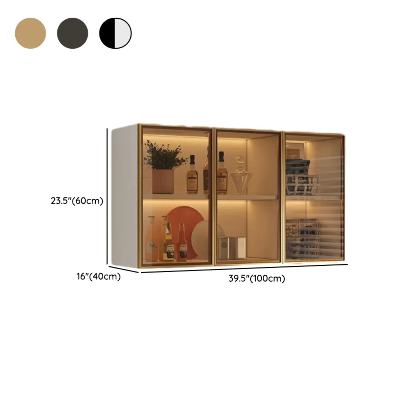 Kitchen Wood Wall-Mounted Grey Storage China Cabinet