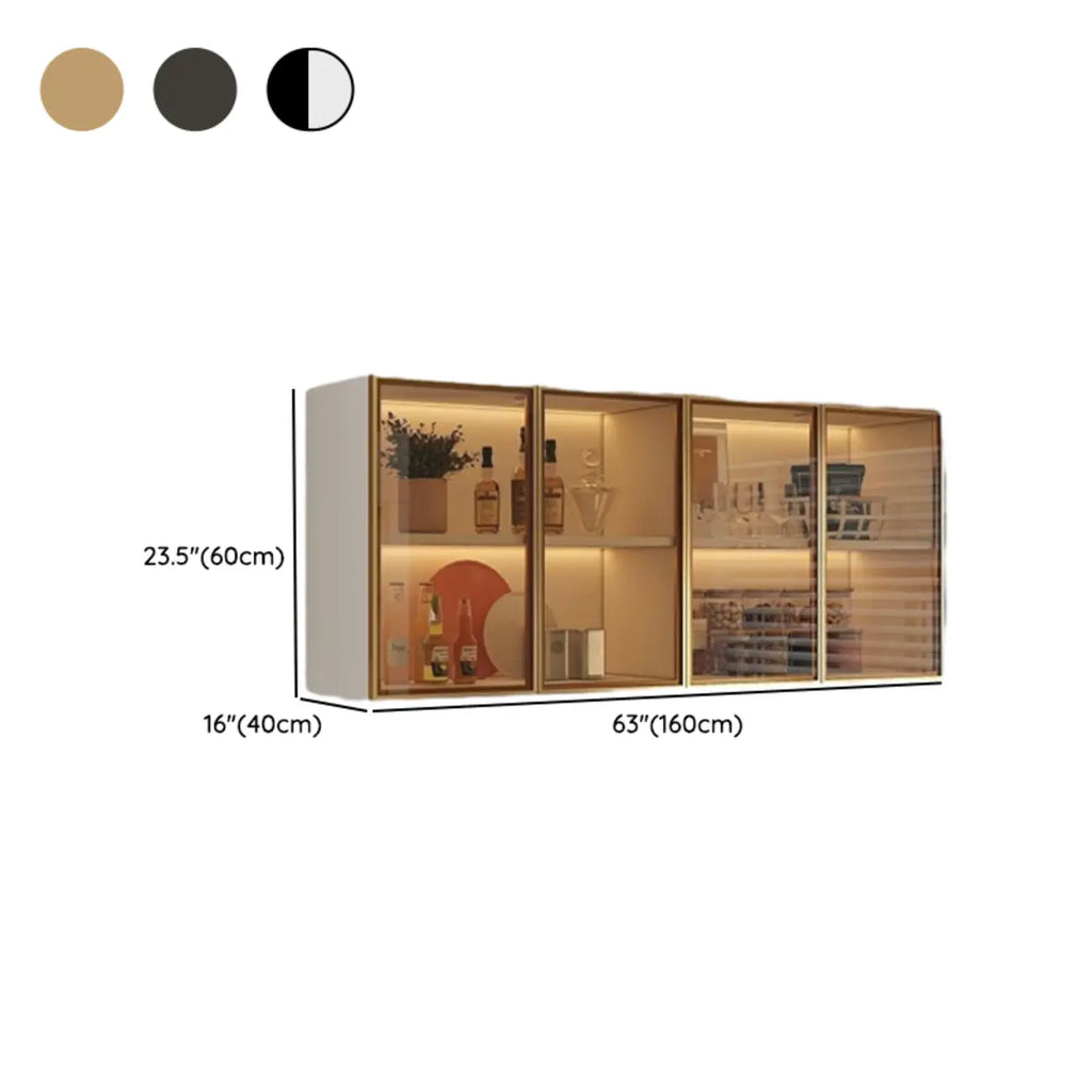 Kitchen Wood Wall-Mounted Grey Storage China Cabinet