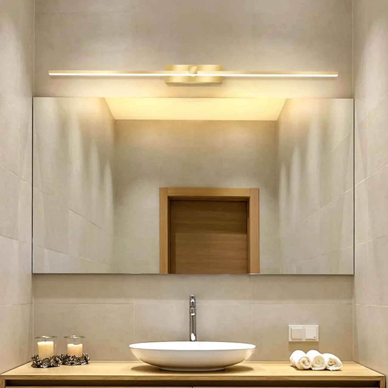 1-Light Linear Golden LED Vanity Light for Bathroom Decor