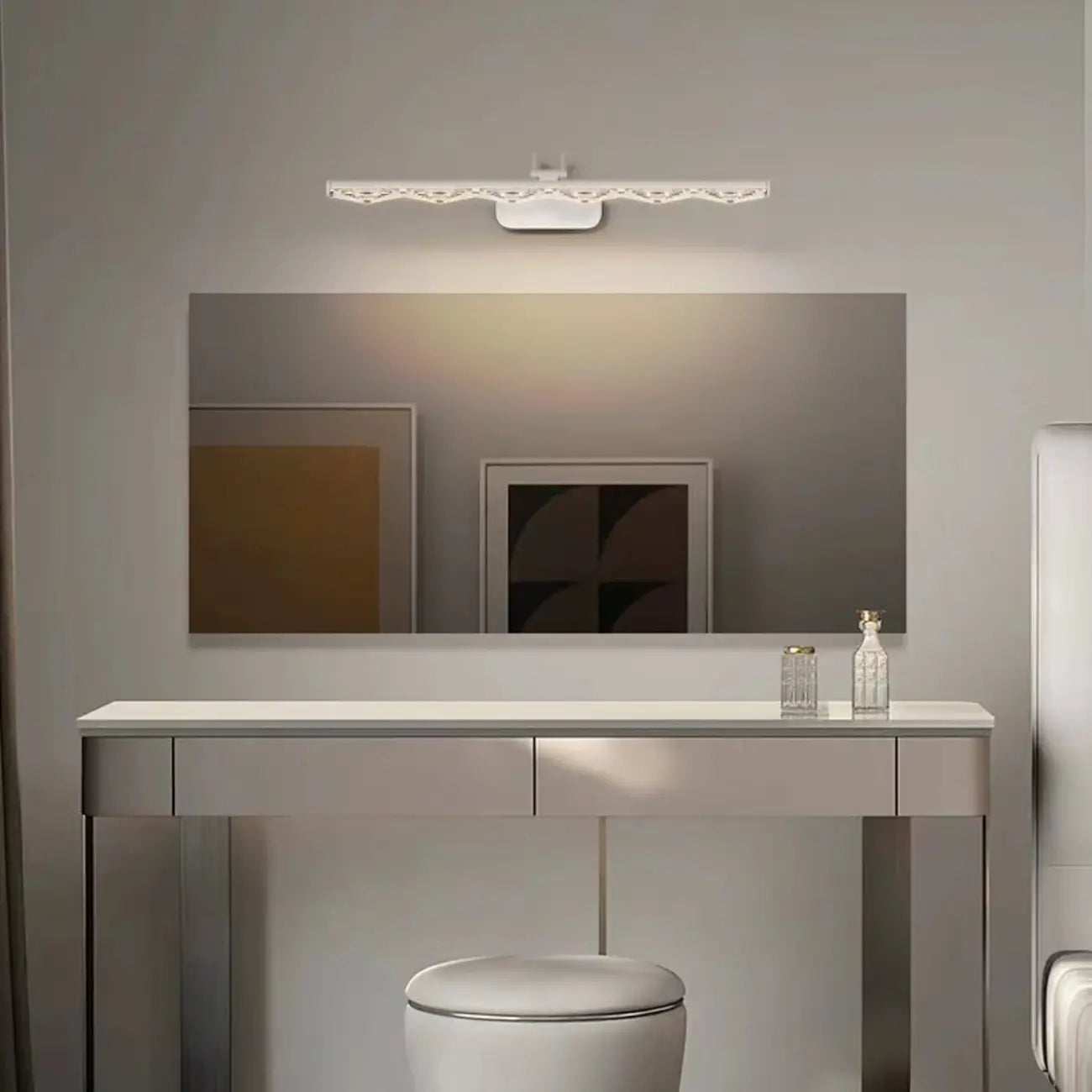 Modern Linear LED Vanity Light Above Bathroom Mirror
