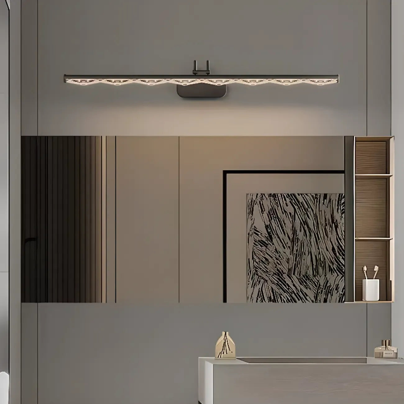 Modern Linear LED Vanity Light Above Bathroom Mirror