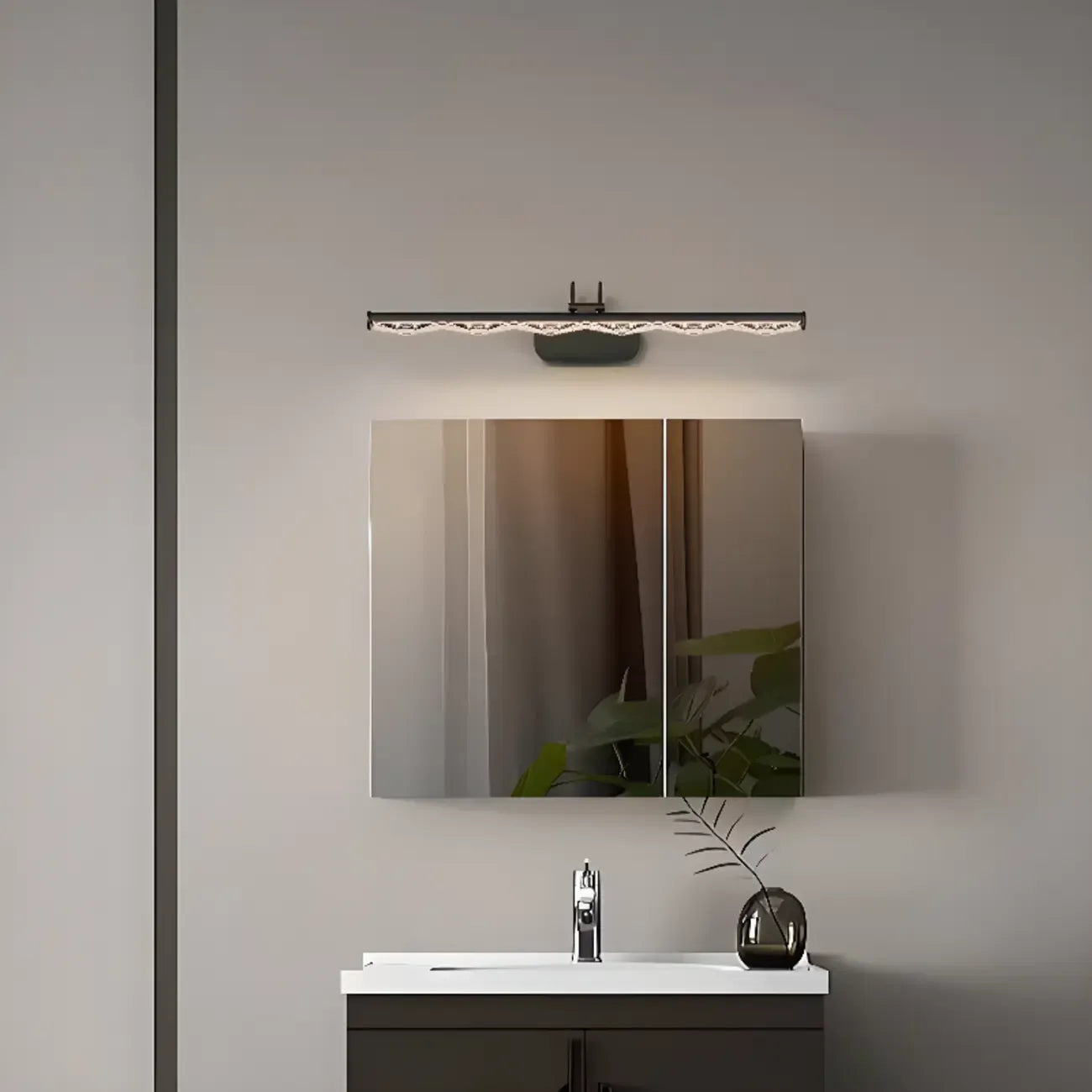 Modern Linear LED Vanity Light Above Bathroom Mirror