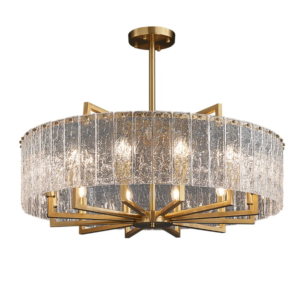 Modern Round Brass Crystal Chandeliers for Living Room