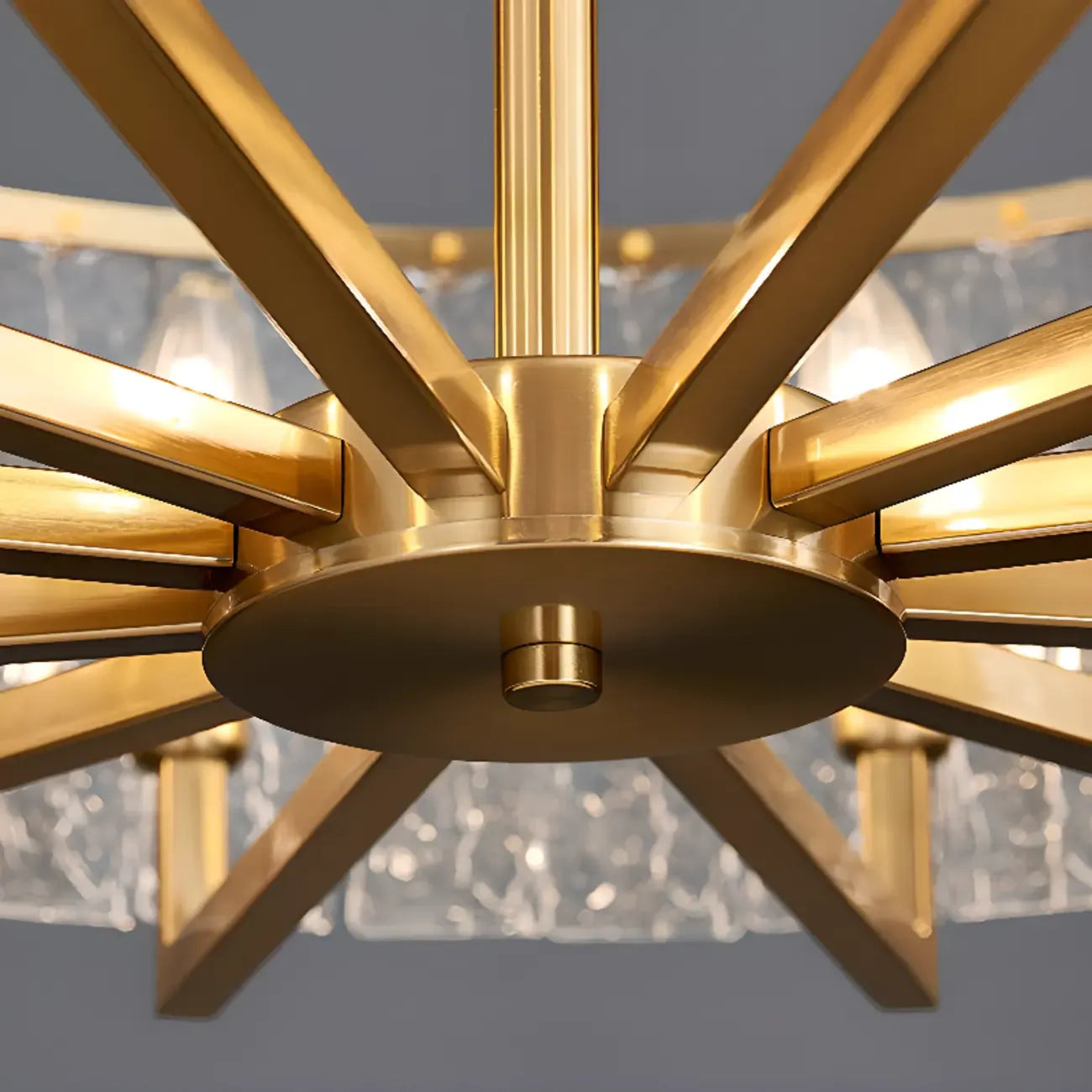 Modern Round Brass Crystal Chandeliers for Living Room