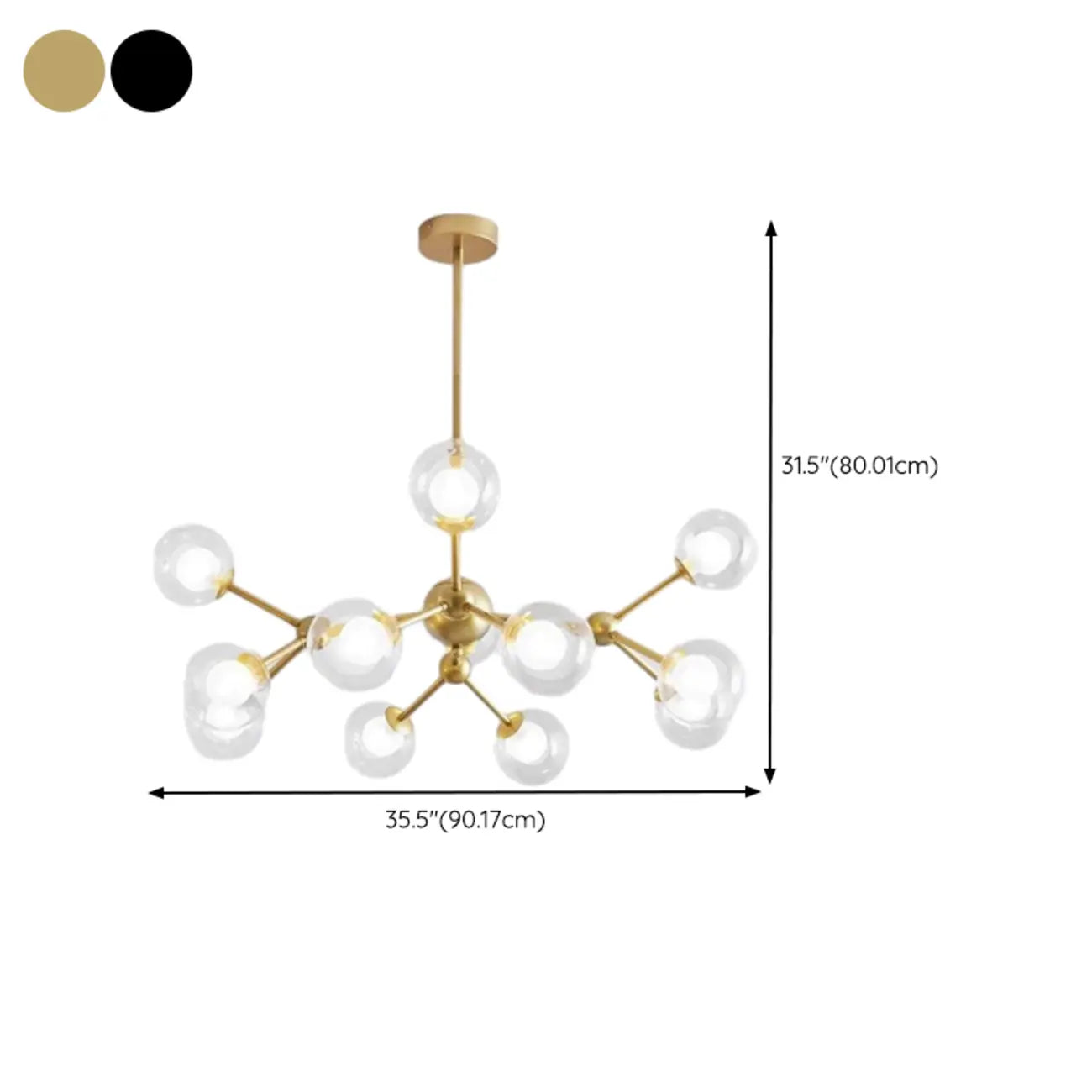 Modern Glass Globes LED Chandelier with Sputnik Design