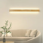 Modern Linear Wood LED Vanity Lights with Dual Shade