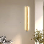 Modern Linear Wood LED Vanity Lights with Dual Shade