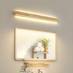 Modern Linear Wood LED Vanity Lights with Dual Shade