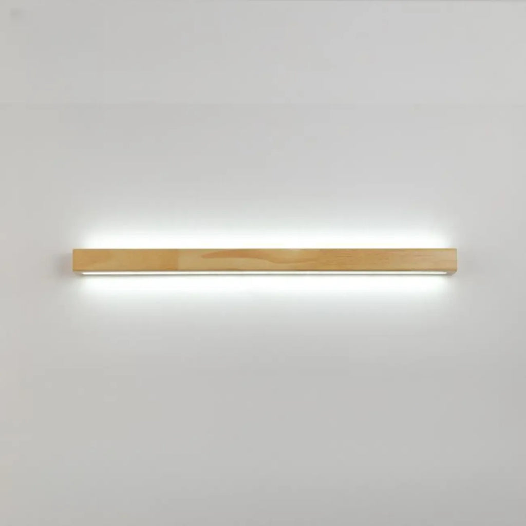 Modern Linear Wood LED Vanity Lights with Dual Shade