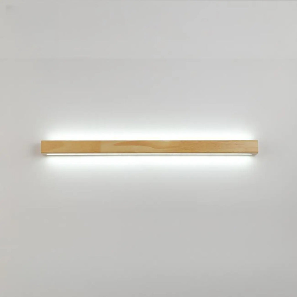 Modern Linear Wood LED Vanity Lights with Dual Shade
