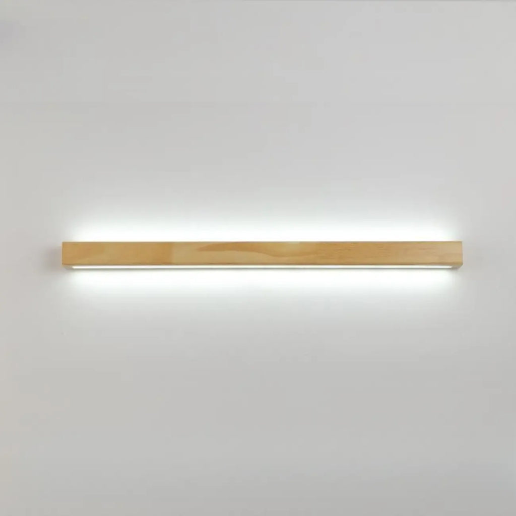 Modern Linear Wood LED Vanity Lights with Dual Shade