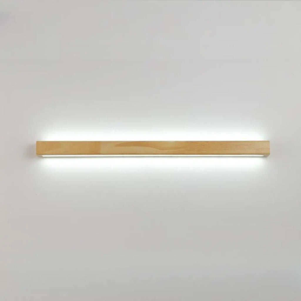 Modern Linear Wood LED Vanity Lights with Dual Shade